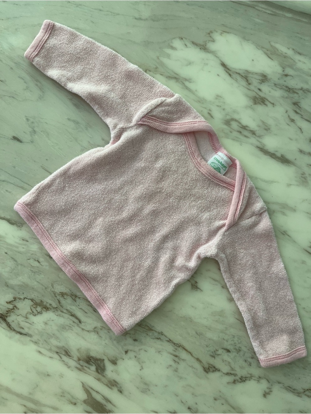 Grasshoppers Light Pink Terry Long-Sleeve Baby Top